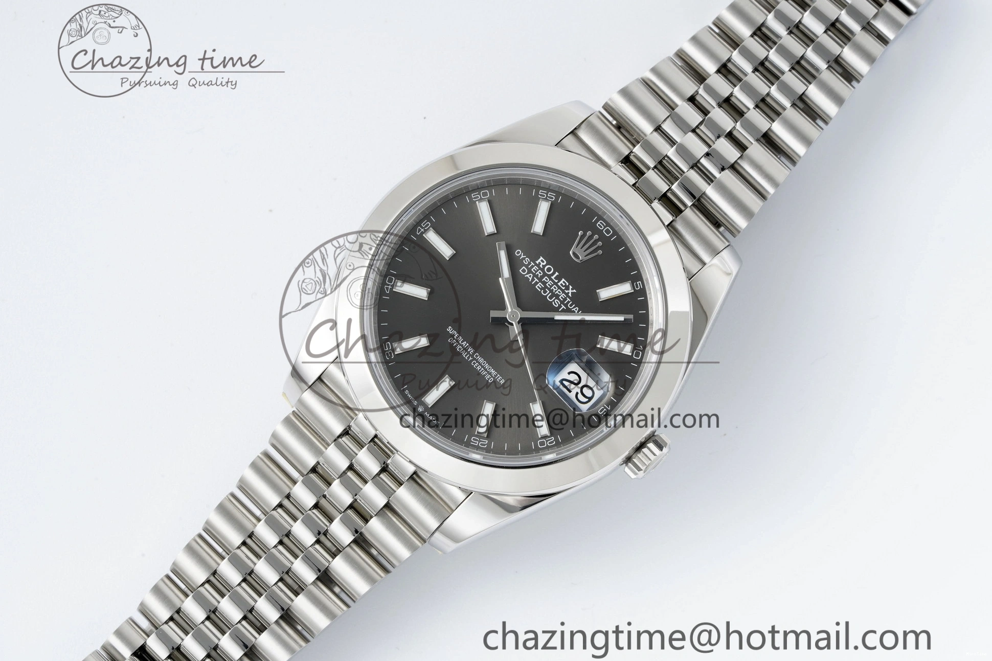 MiroTime 0503 OdorResistant DateJust 41 SS Polished Bezel KING 1:1 Best Edition 904L Steel Gray Stick Dial on Jubilee Bracelet VR 2207